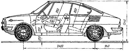 Габаритный чертеж автомобиля Шкода 110R